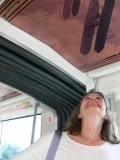 Amanda WRIGHT watching the FLYER on the ceiling of each Le Mans tram