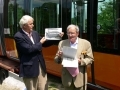 M. Jean-Claude BOULARD, Maire du Mans et Président de Le Mans Métropole avec M. Gérard BOLLEE lors de l'inauguration de la rame de tramway BOLLEE