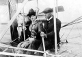 The 1st real flight of a woman aboard an airplane with Mrs. Edith BERG, at Auvours camp close to le Mans in october 1908