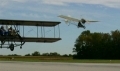 The WRIGHT B FLYER 1911 and the DEMOISELLE SANTOS-DUMONT take off simultaneously