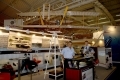 The 1/3 scale WRIGHT FLYER model on top of its derrick